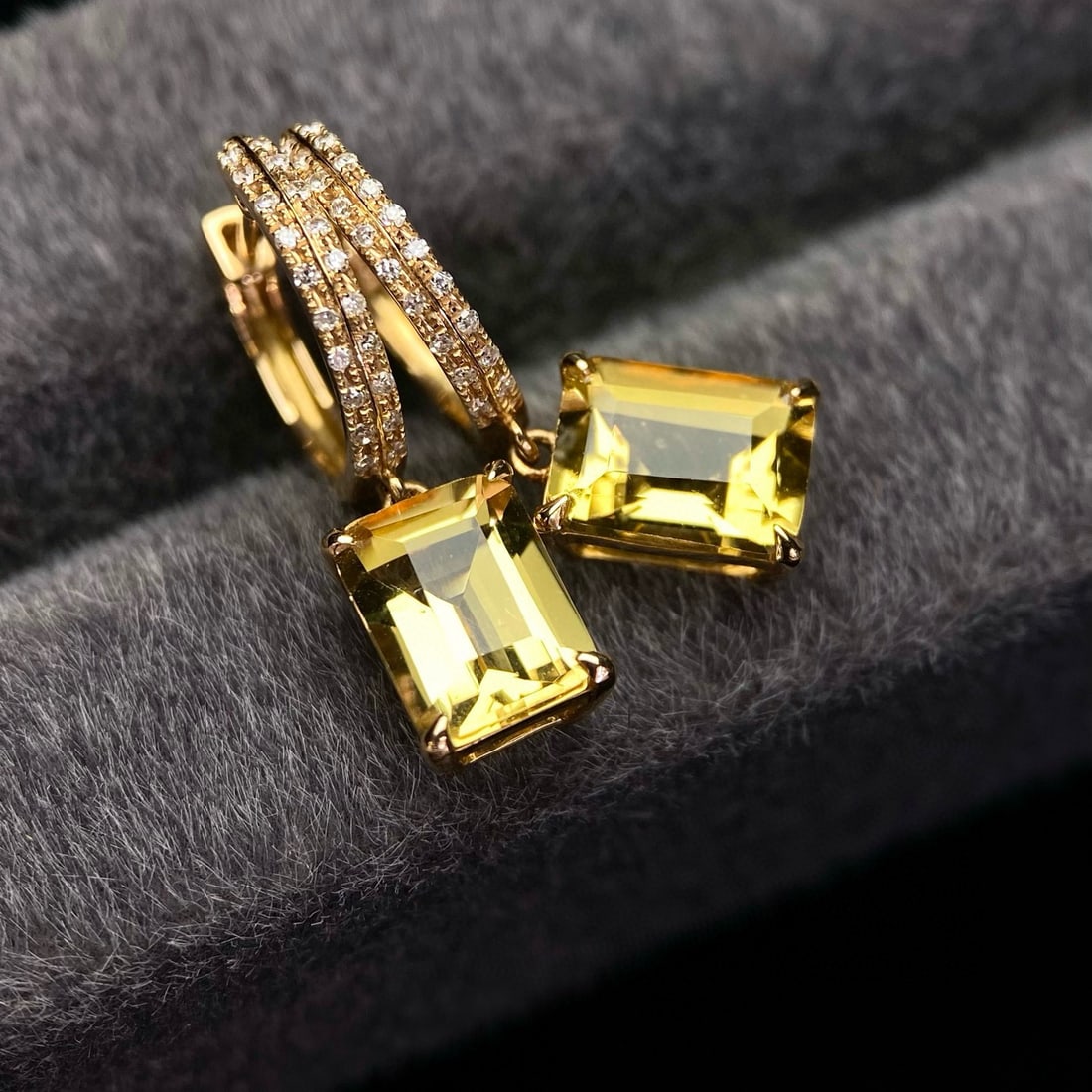 14k Gold 2.63 Ct Natural Citrine & Diamond Earrings - 4