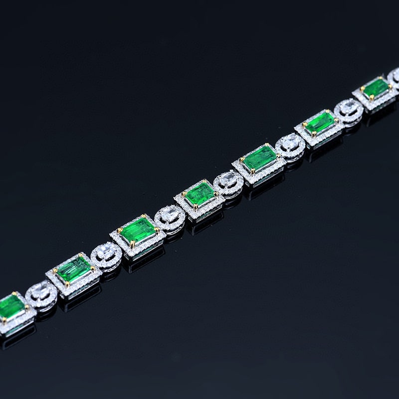 14k Gold 2.24 Ctw Natural Emerald & Diamond Bracelet - 4