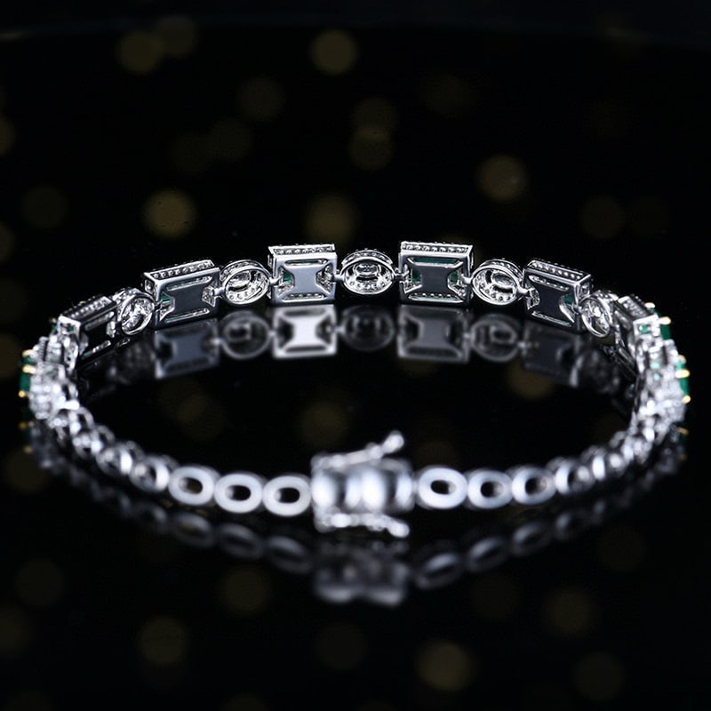 14k Gold 2.24 Ctw Natural Emerald & Diamond Bracelet - 5