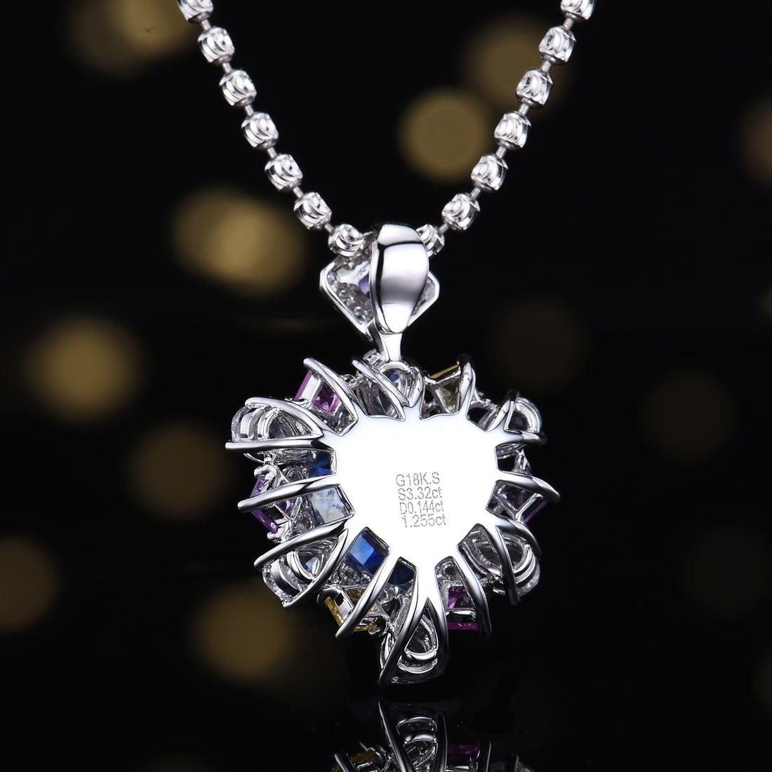 14k Gold 3.46 Ctw Natural Sapphire & Diamond Pendant( Without Chain ) - 3