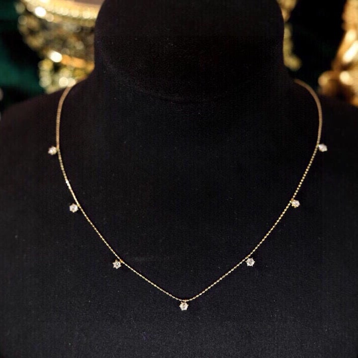14k Gold 0.6 Ct Natural H Diamond Necklace: Ref:231105124 // gold content:14k gold // main gemstone:diamond // shape:round // carat weight:0. 6ct // clarity grade:vs-si // color:h // treatment:natural // cut grade:g // High Estimate: 3300Low