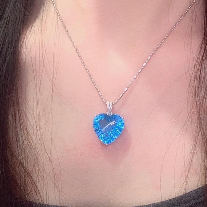 14k Gold 20.26 Ct Natural Topaz & Diamond Pendant( Without Chain ) - 3