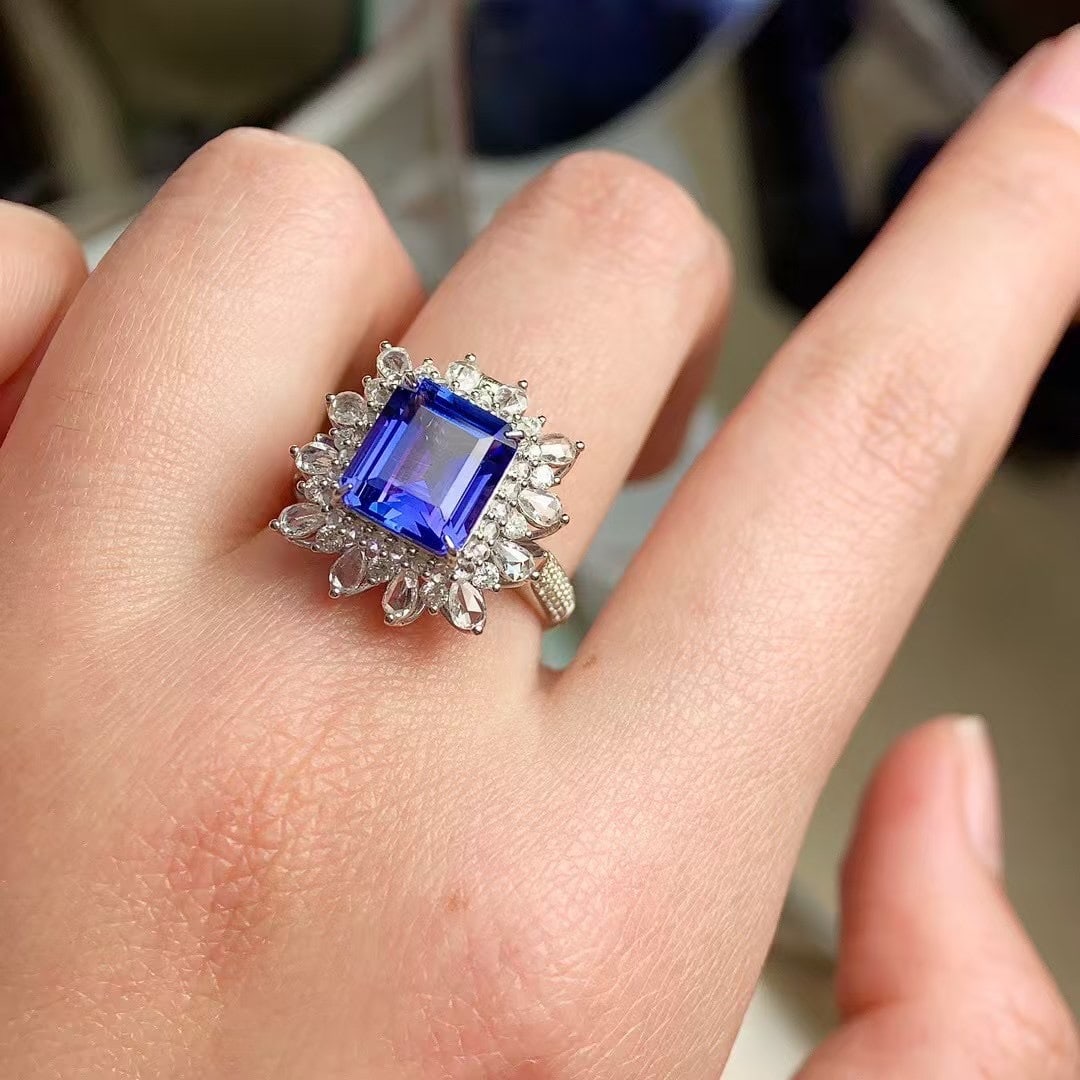 14k Gold 4.5 Ct Natural Tanzanite & Diamond Ring/pendant( Without Chain ) - 4