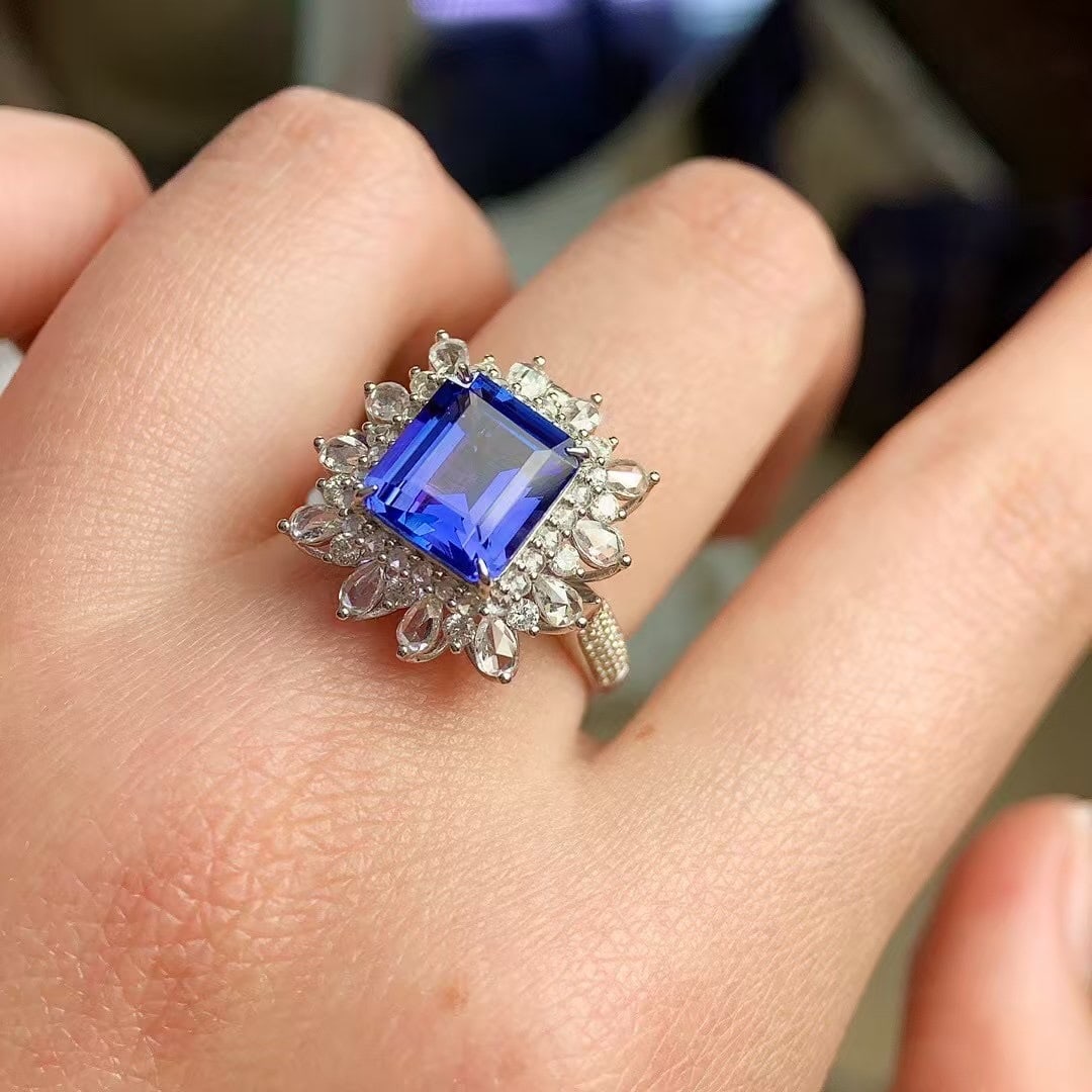 14k Gold 4.5 Ct Natural Tanzanite & Diamond Ring/pendant( Without Chain ) - 5