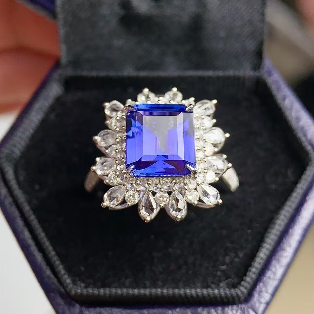 14k Gold 4.5 Ct Natural Tanzanite & Diamond Ring/pendant( Without Chain ) - 8