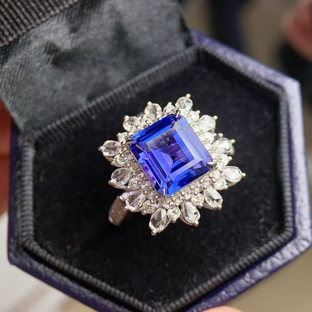 14k Gold 4.5 Ct Natural Tanzanite & Diamond Ring/pendant( Without Chain ) - 9