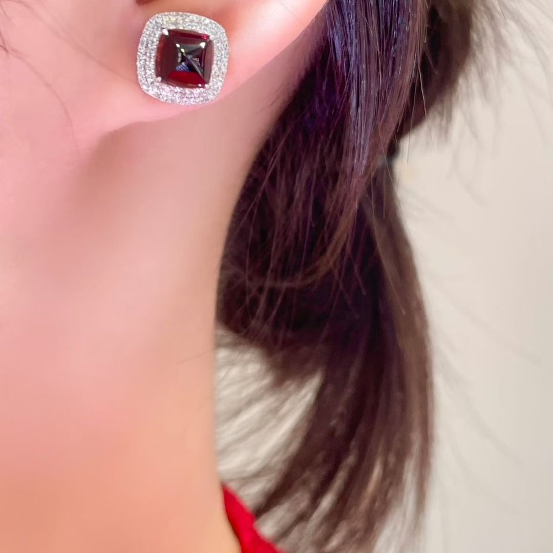 14k Gold 4.15 Ct Natural Tourmaline & Diamond Earrings - 6