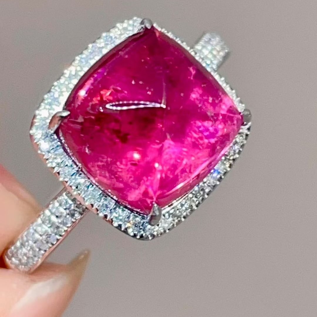 14k Gold 5.15 Ctw Natural Tourmaline & Diamond Ring - 3