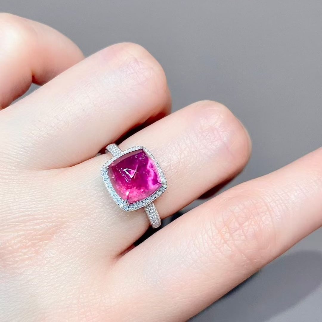 14k Gold 5.15 Ctw Natural Tourmaline & Diamond Ring - 4