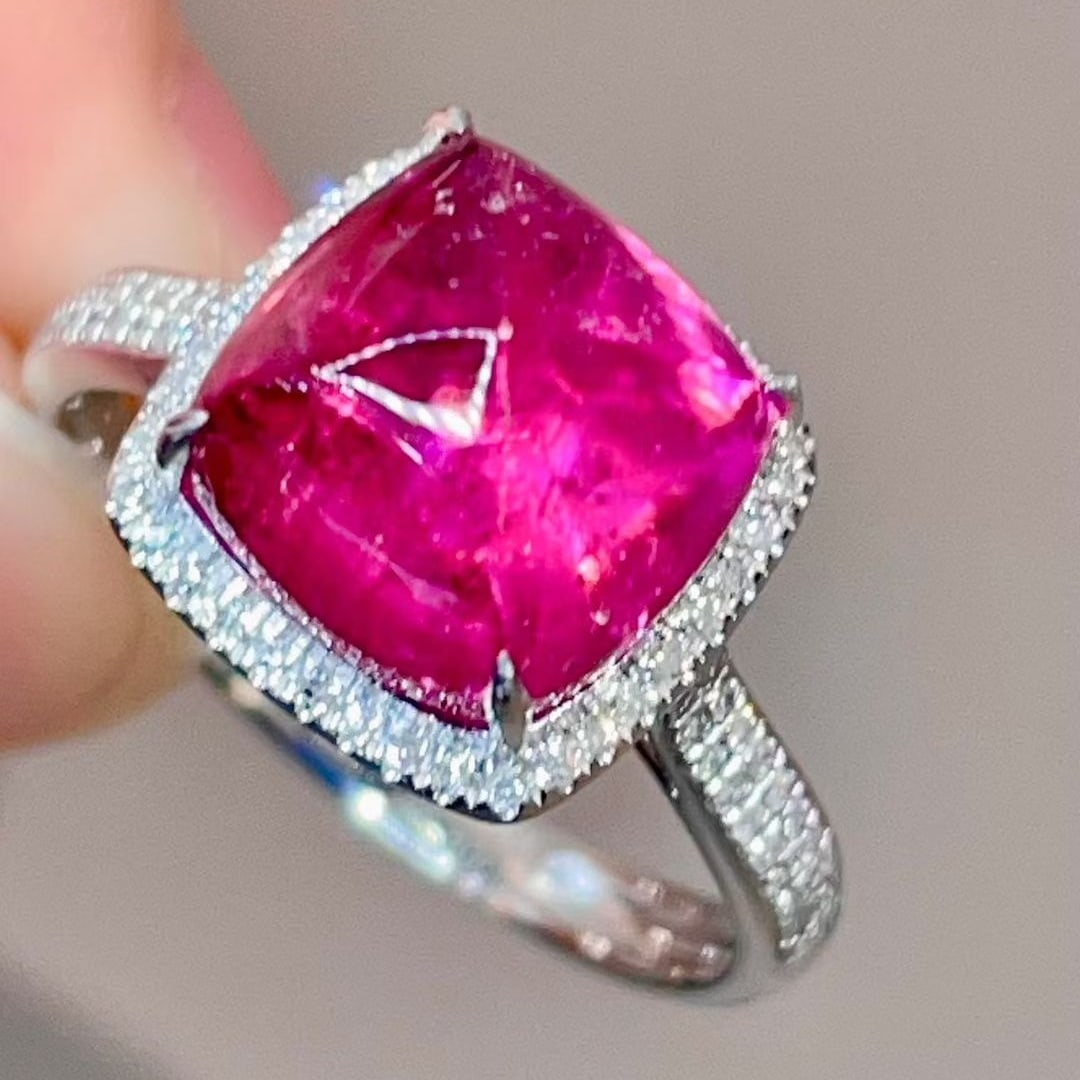 14k Gold 5.15 Ctw Natural Tourmaline & Diamond Ring - 6