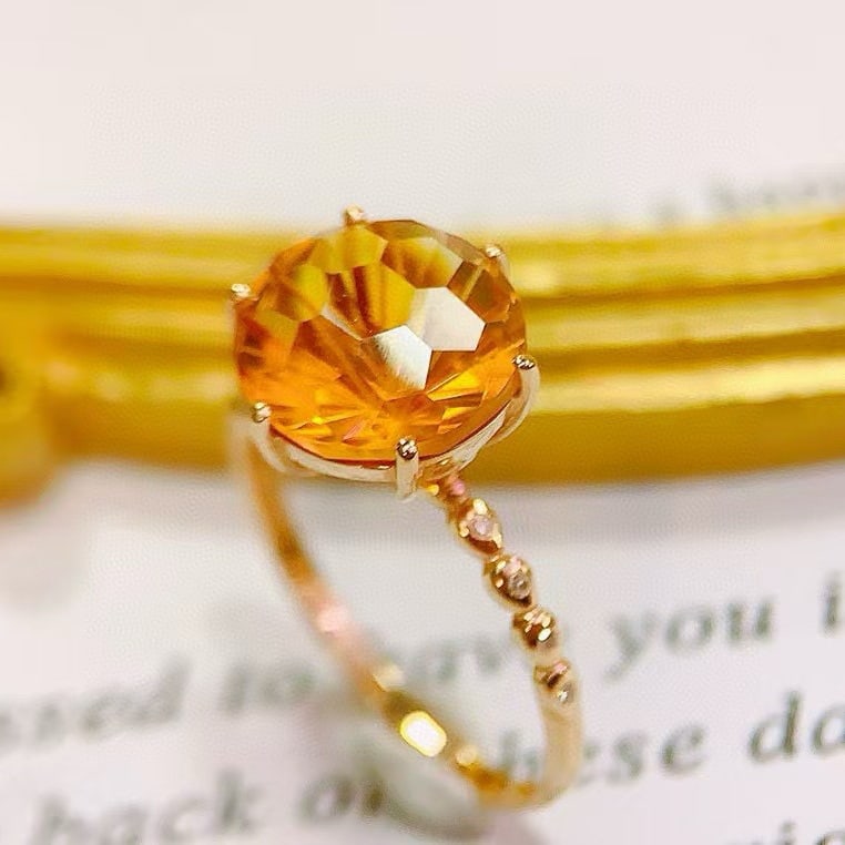 14k Gold 3.22 Ctw Natural Citrine & Diamond Ring - 2