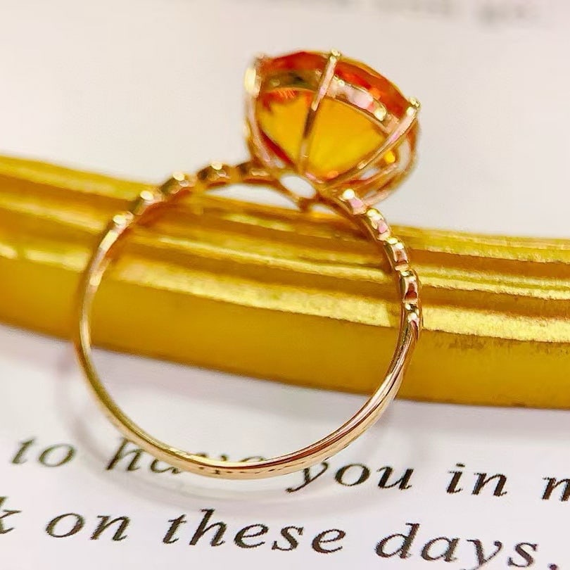 14k Gold 3.22 Ctw Natural Citrine & Diamond Ring - 3