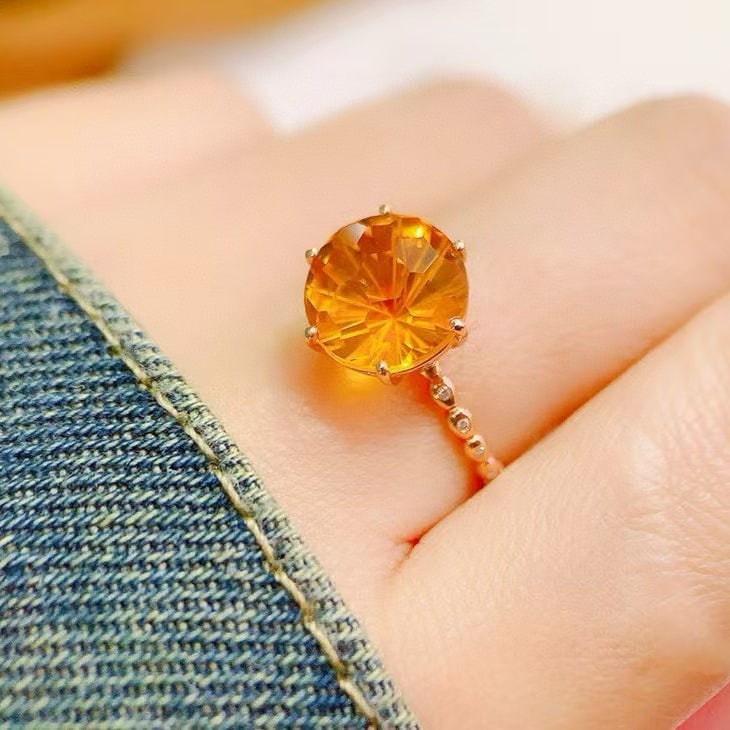 14k Gold 3.22 Ctw Natural Citrine & Diamond Ring - 4
