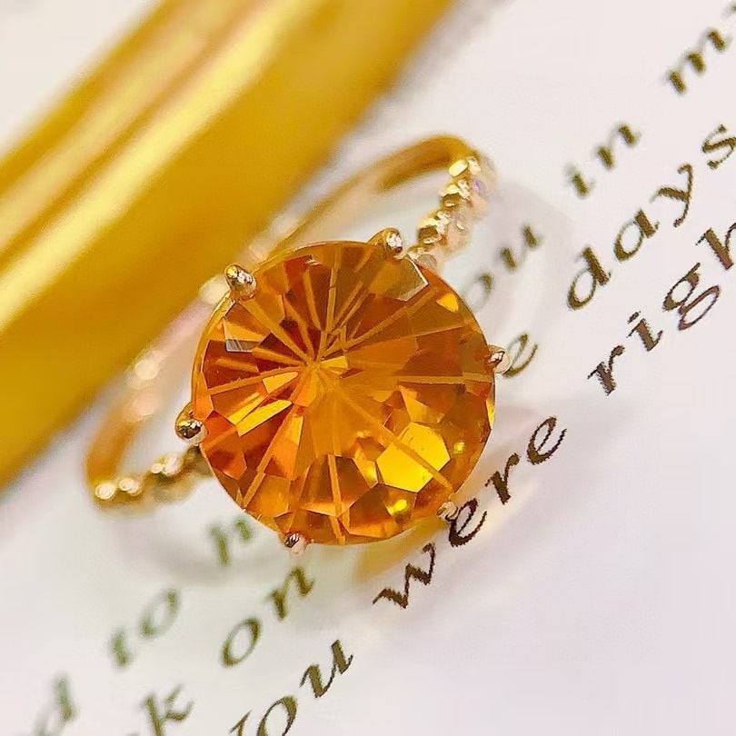 14k Gold 3.22 Ctw Natural Citrine & Diamond Ring - 5