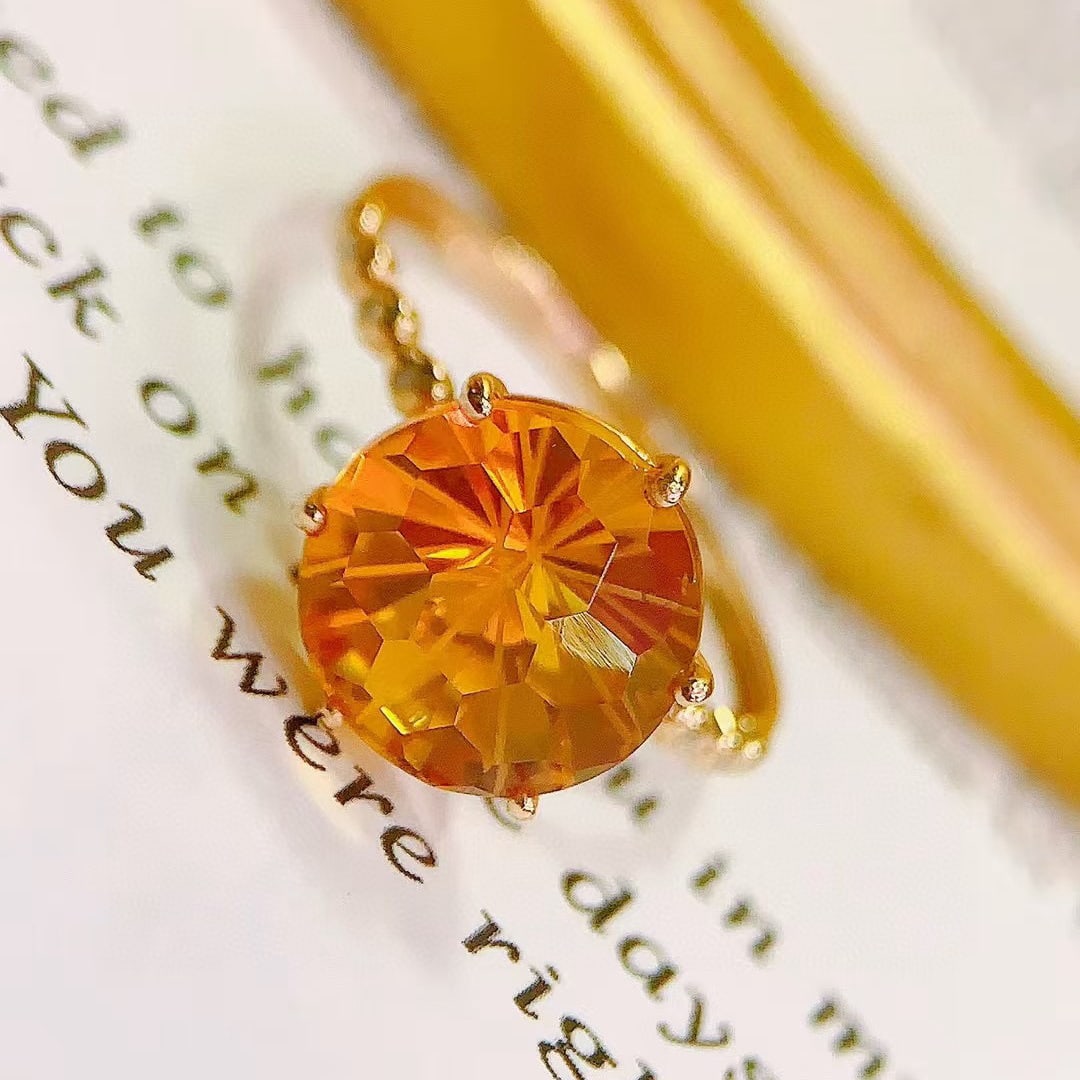 14k Gold 3.22 Ctw Natural Citrine & Diamond Ring - 6