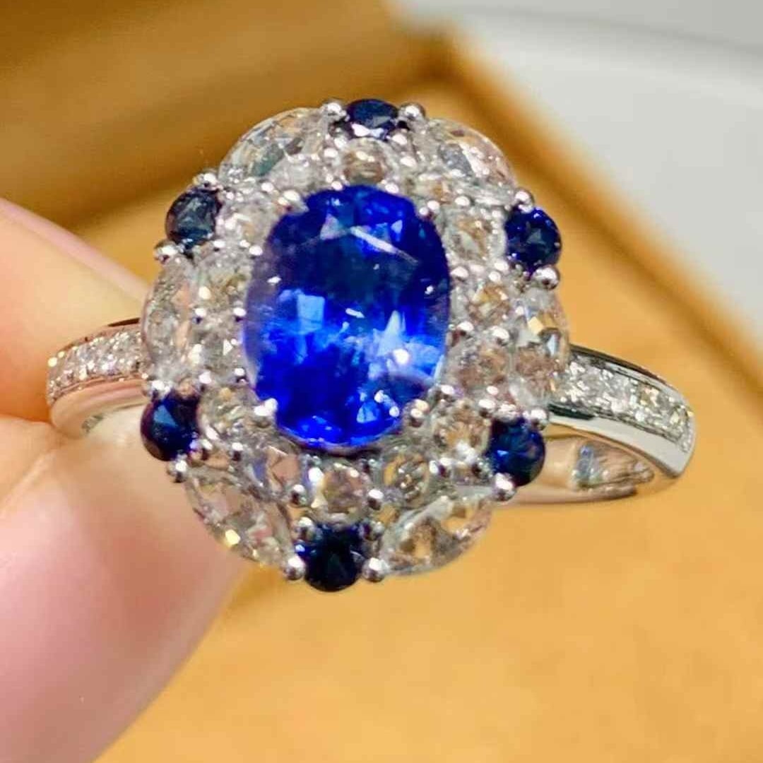 14k Gold 1.4 Ct Natural Sapphire & Coloured Gemstone & Diamond Ring - 2