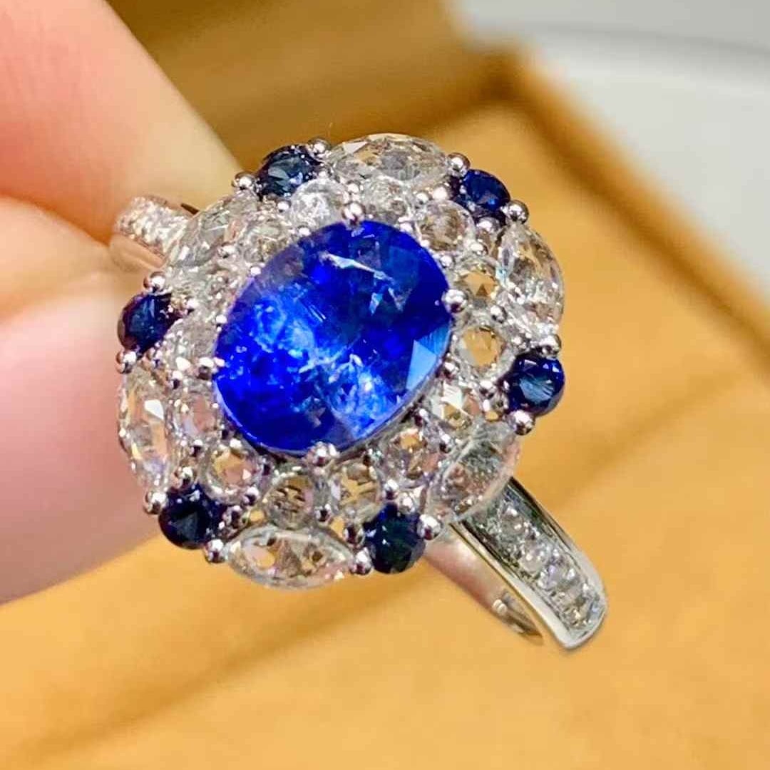14k Gold 1.4 Ct Natural Sapphire & Coloured Gemstone & Diamond Ring - 3