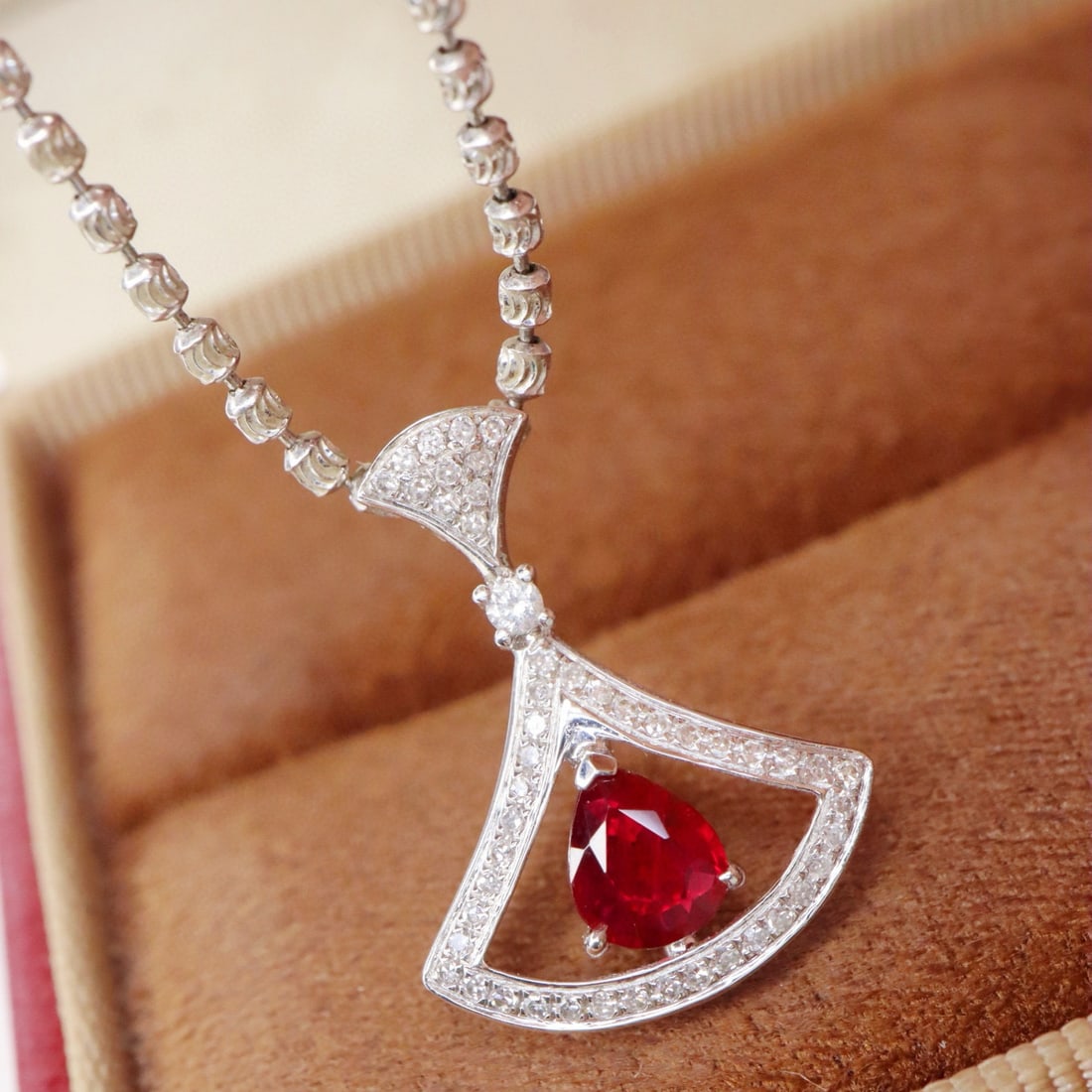 14k Gold 0.62 Ctw Natural Ruby & Diamond Pendant( Without Chain ) - 3