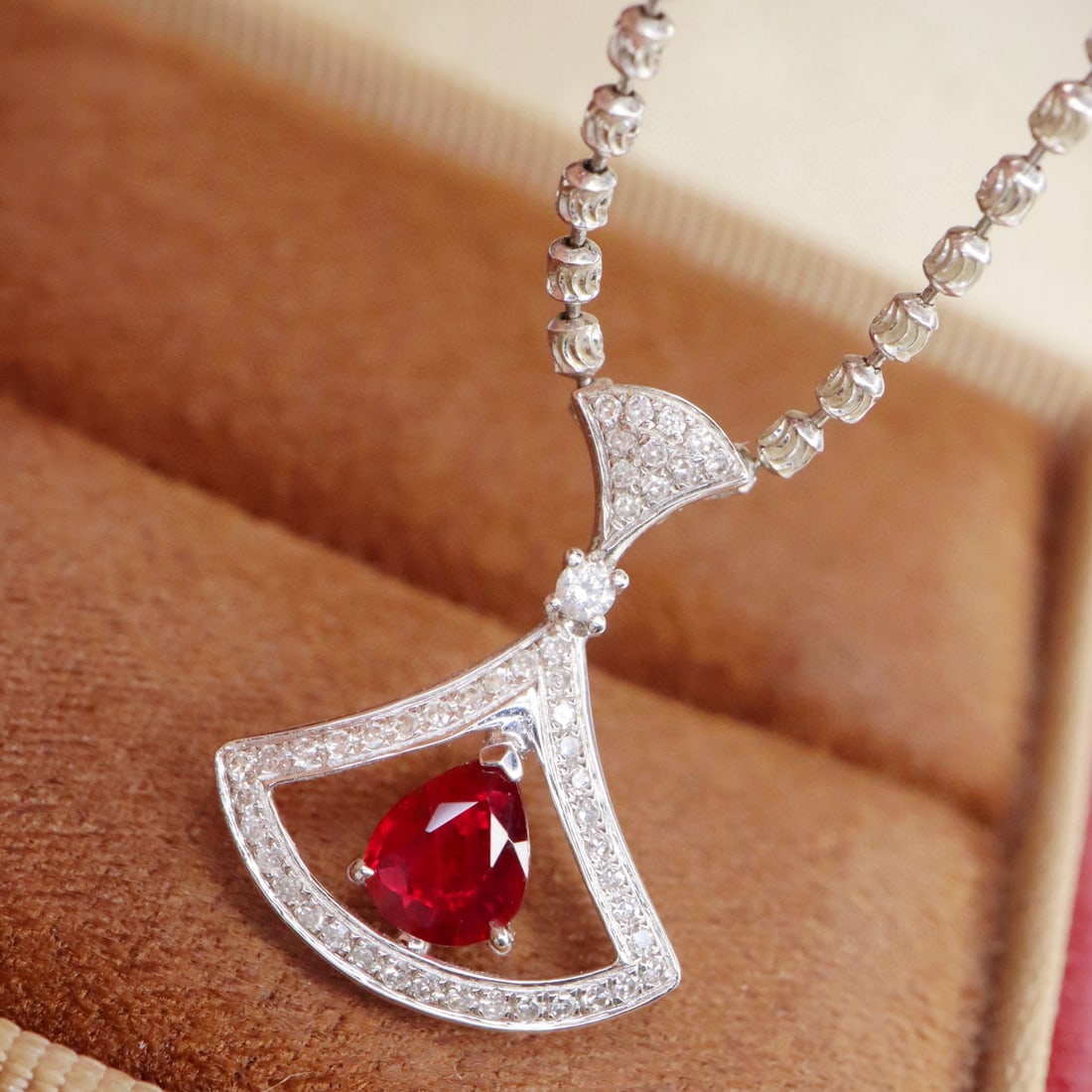 14k Gold 0.62 Ctw Natural Ruby & Diamond Pendant( Without Chain ) - 5