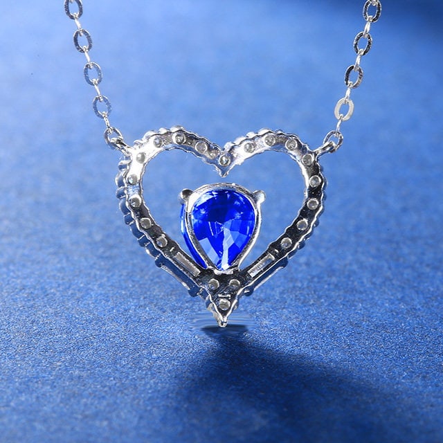 14k Gold 1.05 Ctw Natural Sapphire & Diamond Necklace - 4