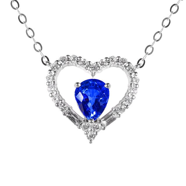 14k Gold 1.05 Ctw Natural Sapphire & Diamond Necklace - 5