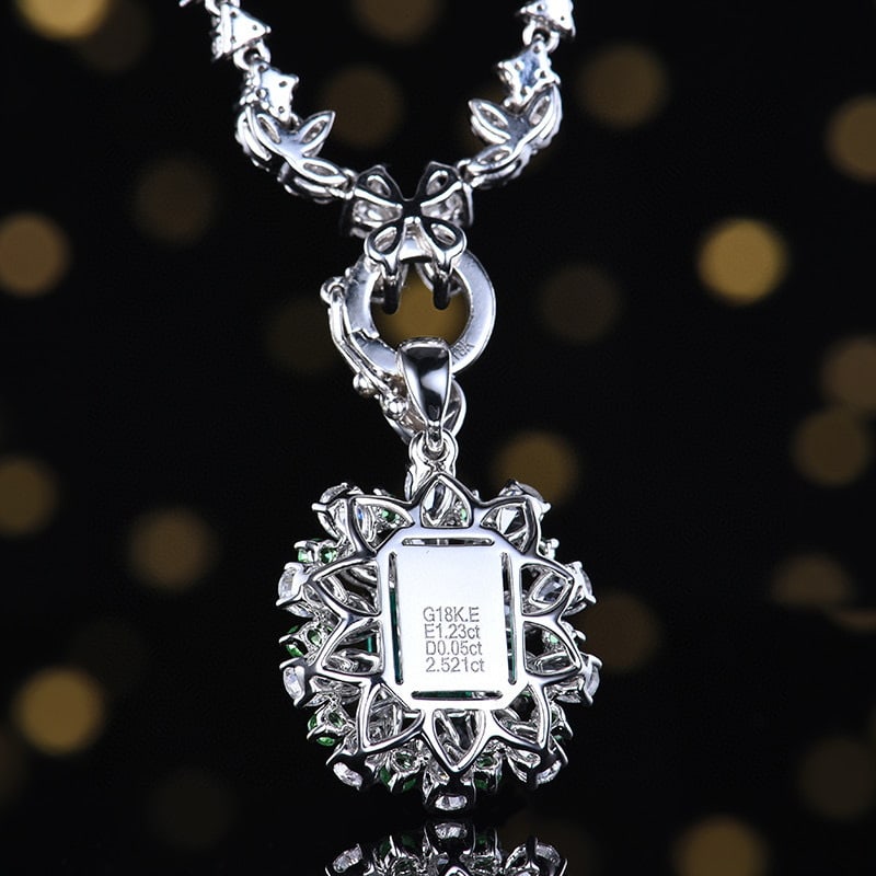 14k Gold 1.28 Ctw Natural Emerald & Diamond Pendant( Without Chain ) - 4