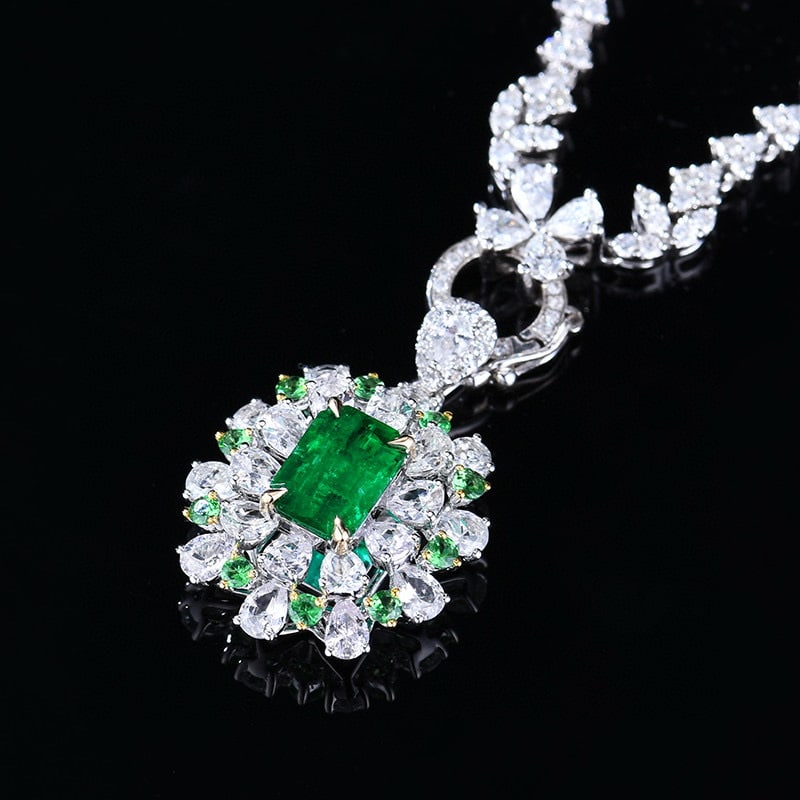 14k Gold 1.28 Ctw Natural Emerald & Diamond Pendant( Without Chain ) - 5