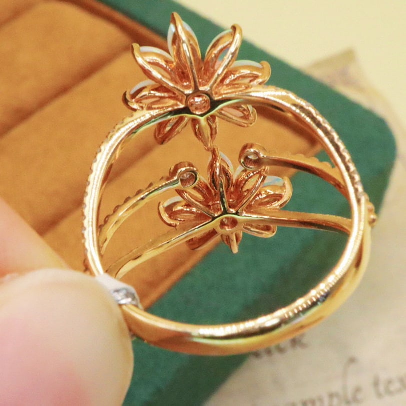 14k Gold 1.03 Ctw Natural Opal & Diamond Ring - 5