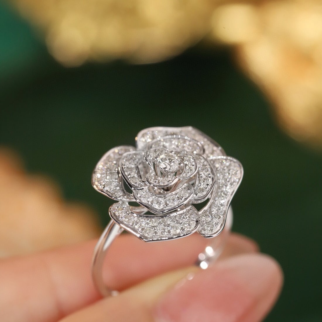14k Gold 1.00 Ct Natural H Diamond & Flowers Ring - 6