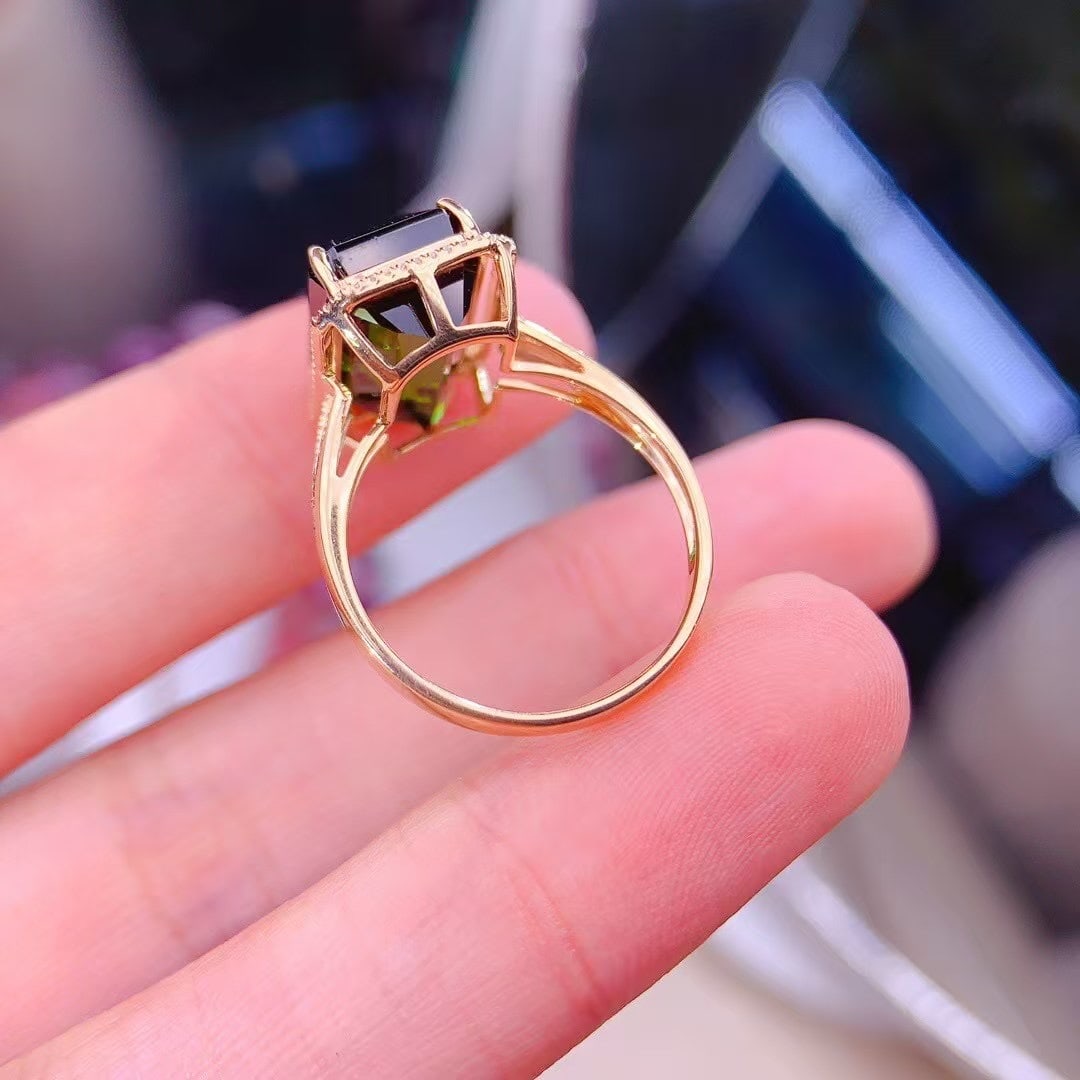 14k Gold 7.5 Ct Natural Tourmaline & Diamond Ring - 4