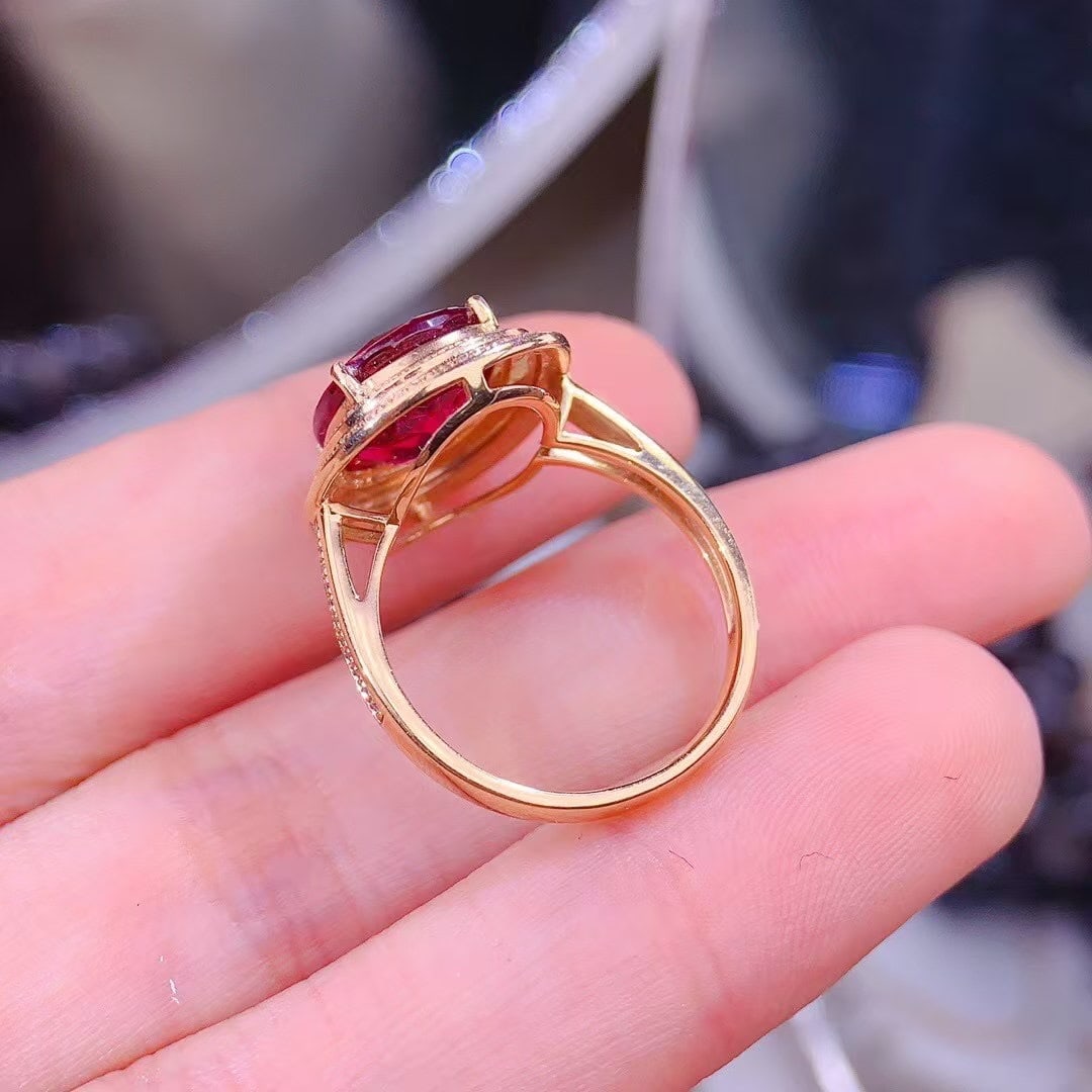 14k Gold 5.00 Ct Natural Tourmaline & Diamond Ring - 4