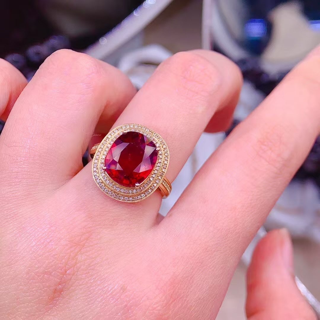 14k Gold 5.00 Ct Natural Tourmaline & Diamond Ring - 5