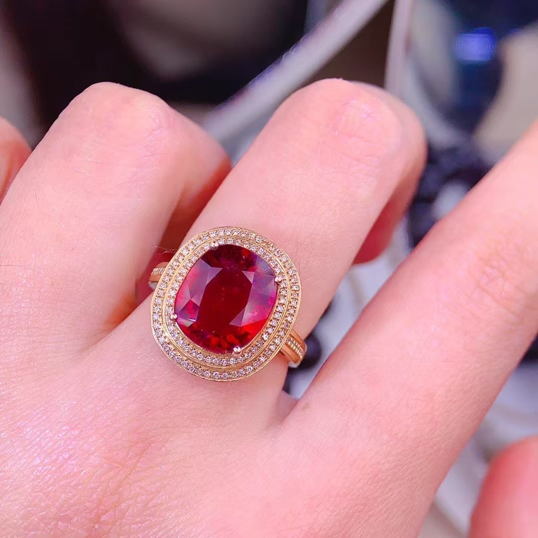 14k Gold 5.00 Ct Natural Tourmaline & Diamond Ring - 6