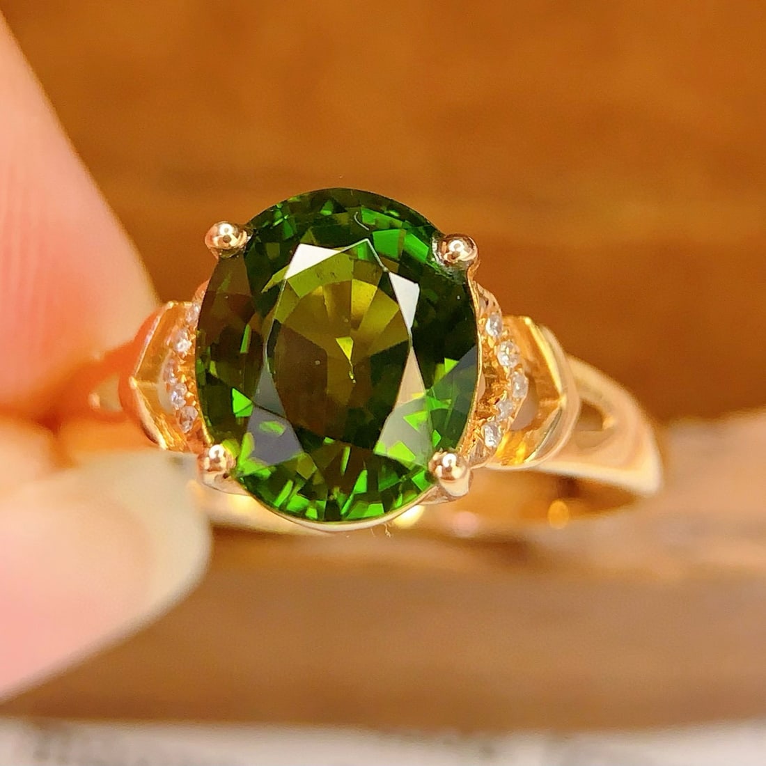 14k Gold 2.8 Ct Natural Tourmaline & Diamond Ring - 4