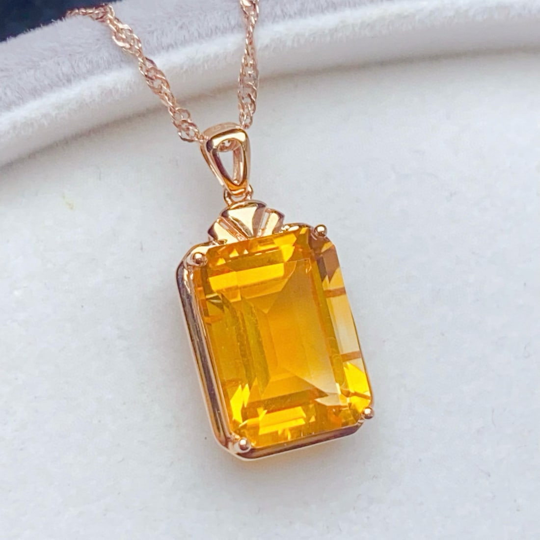 14k Gold 7.7 Ct Natural Citrine Pendant( Without Chain ) - 2
