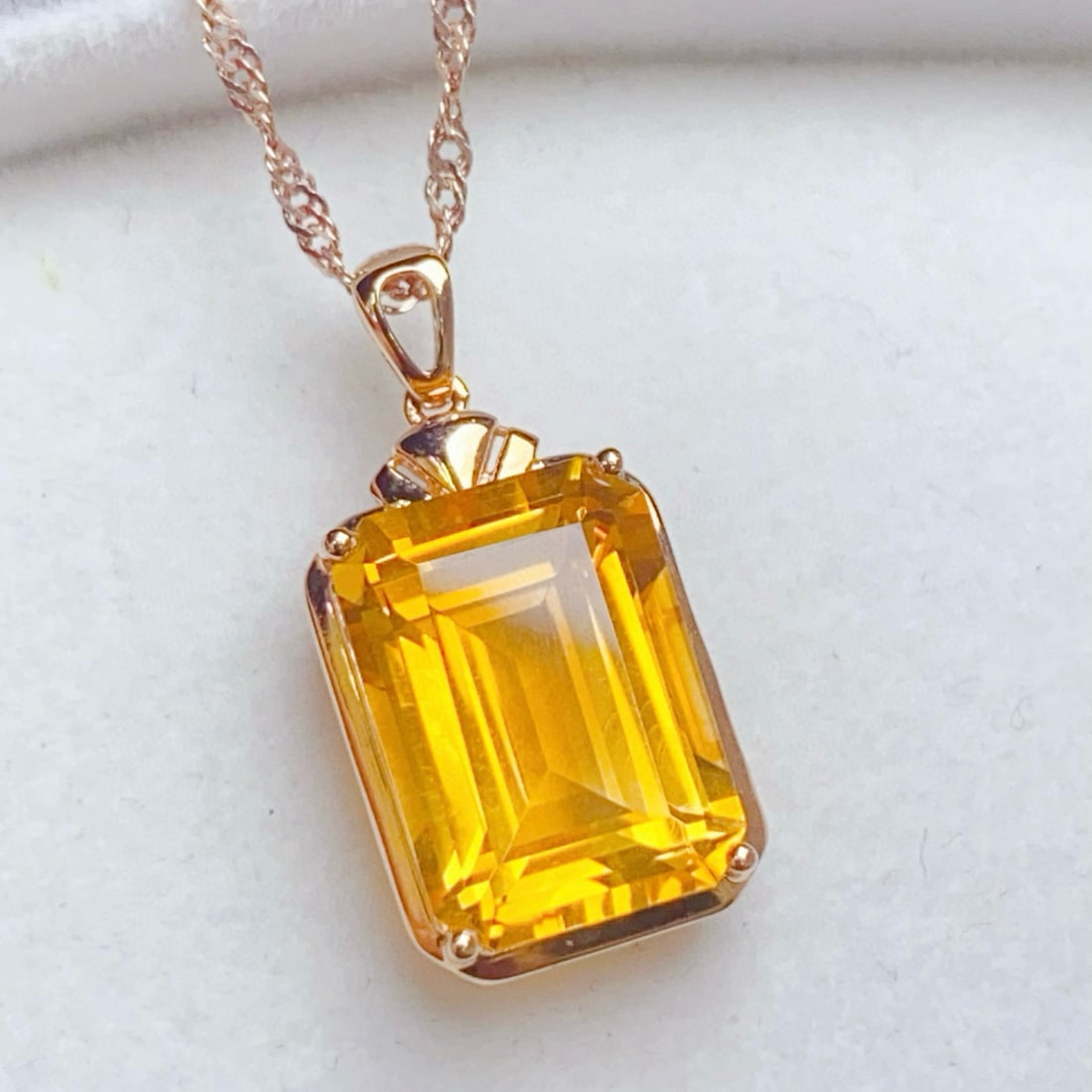 14k Gold 7.7 Ct Natural Citrine Pendant( Without Chain ) - 6