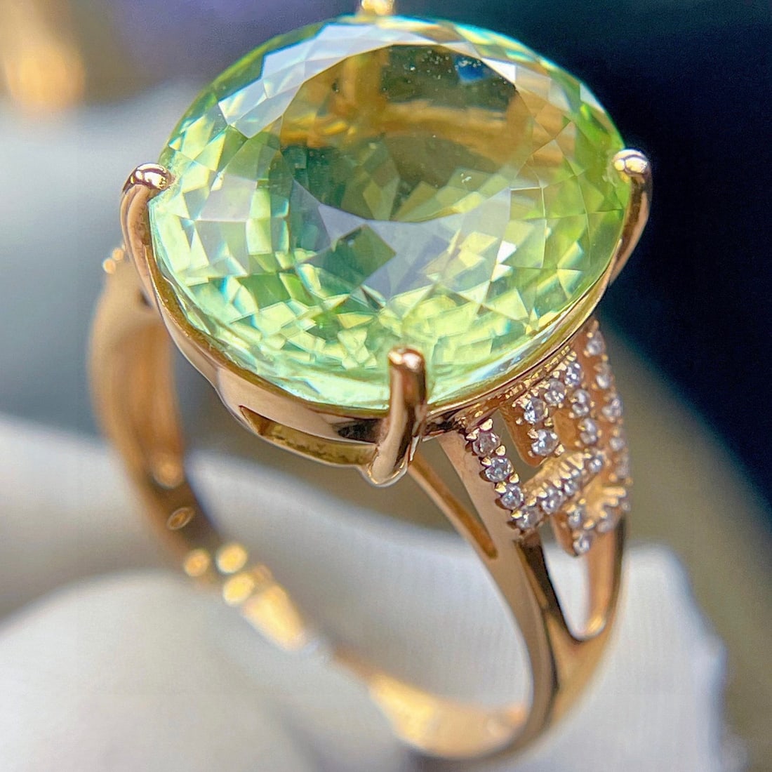 14k Gold 10.18 Ct Natural Tourmaline & Diamond Ring - 2