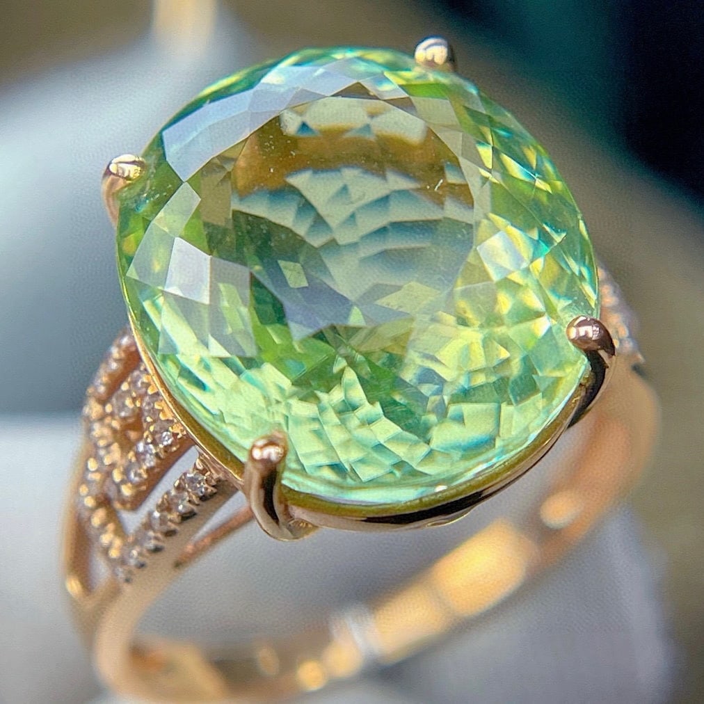 14k Gold 10.18 Ct Natural Tourmaline & Diamond Ring - 6