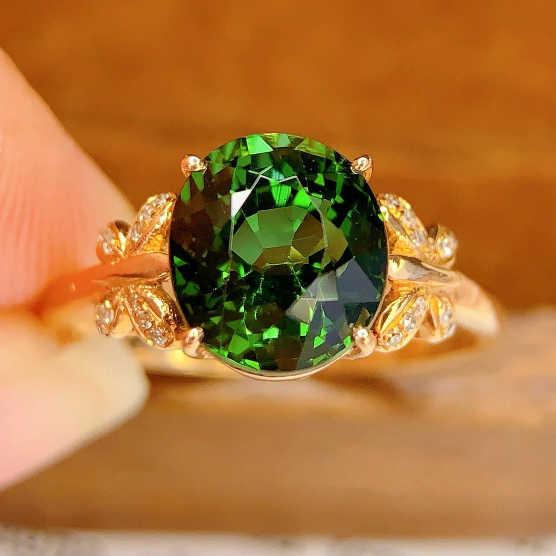 14k Gold 3.18 Ct Natural Tourmaline & Diamond Ring - 2