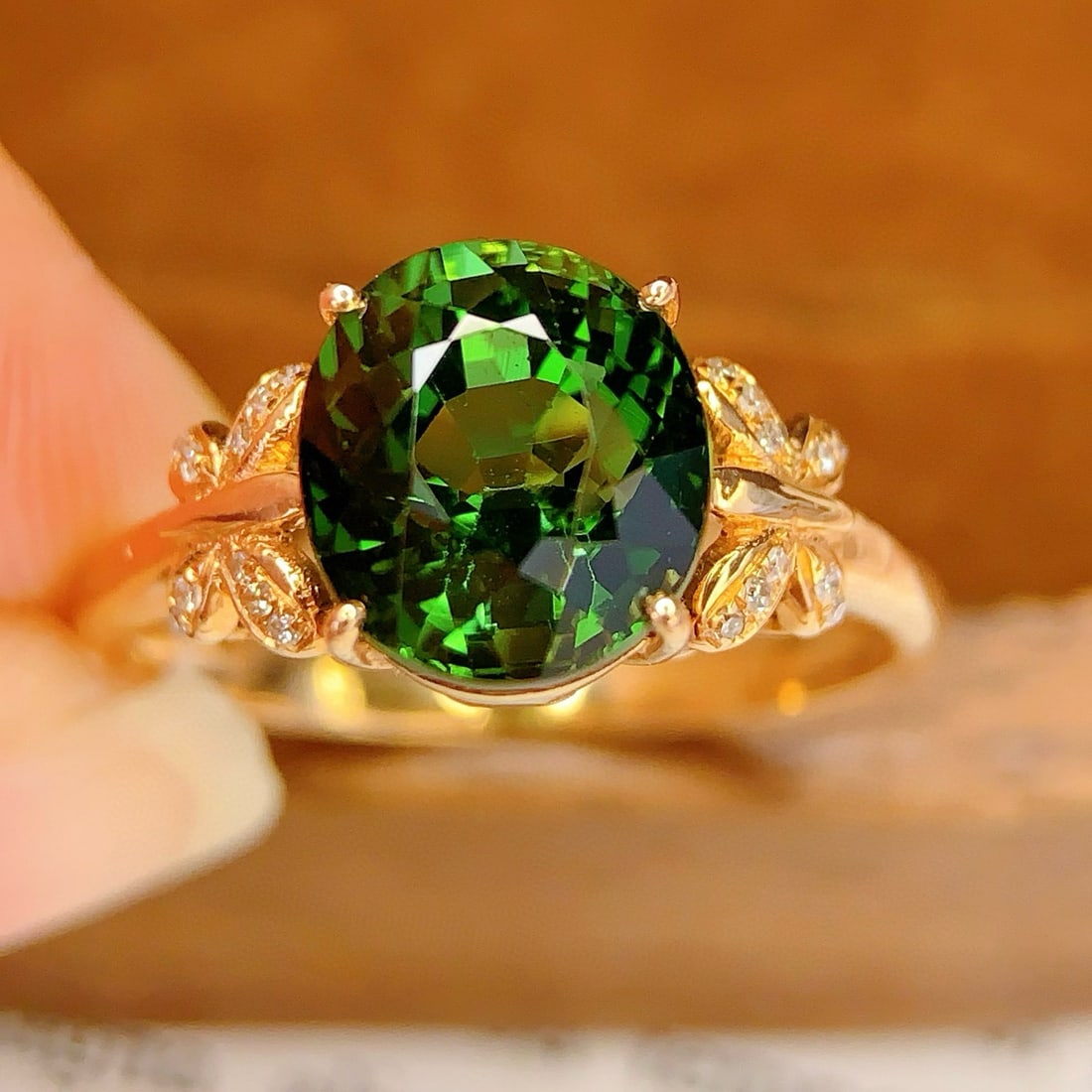 14k Gold 3.18 Ct Natural Tourmaline & Diamond Ring - 4