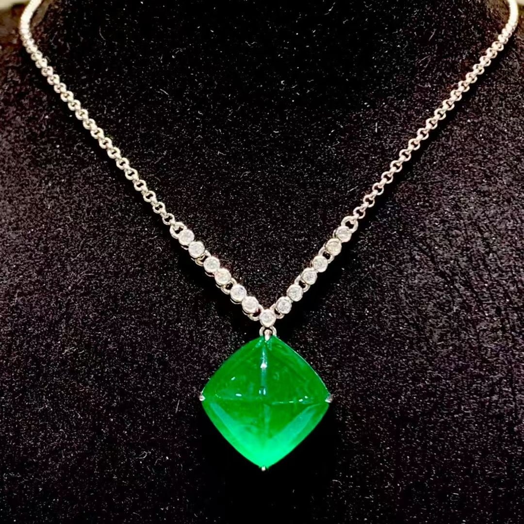 14k Gold 8.88 Ct Natural Emerald & Diamond Necklace - 3