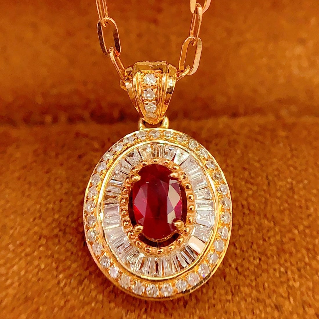 14k Gold 0.4 Ct Natural Ruby & Diamond Pendant( Without Chain ) - 4