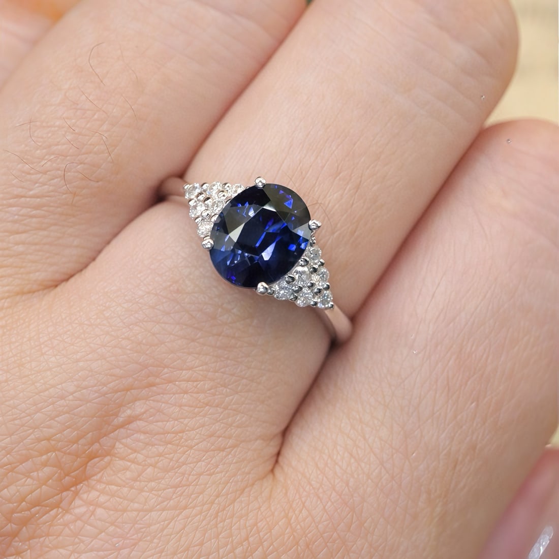 14k Gold 2.21 Ctw Natural Sapphire & Diamond Ring - 5
