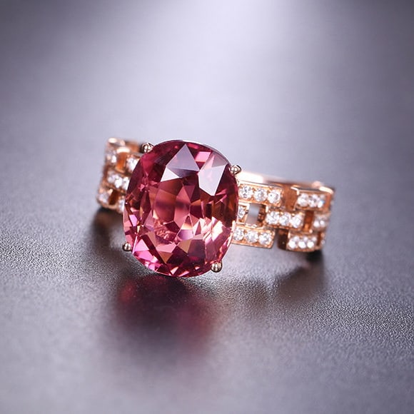 14k Gold 4.93 Ctw Natural Tourmaline & Diamond Ring - 6