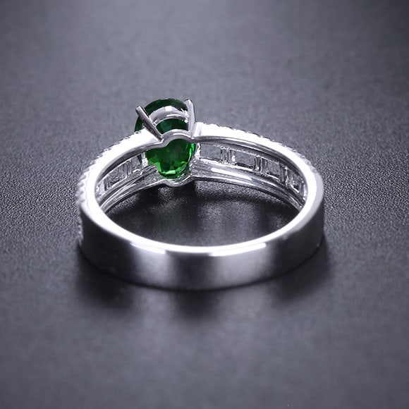 14k Gold 1.58 Ctw Vivid Green Natural Tsavorite & Diamond Ring - 5