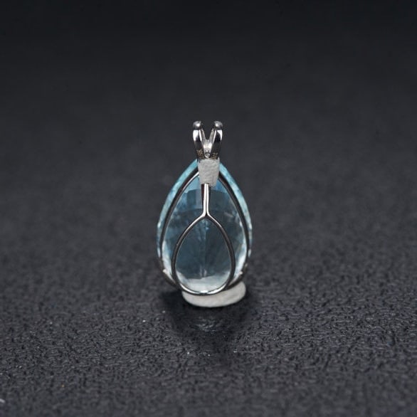 14k Gold 6.16 Ct Natural Aquamarine & Diamond Pendant( Without Chain ) - 5