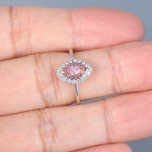14k Gold 0.37 Ctw Natural Pink Diamond & Diamond Ring - 5