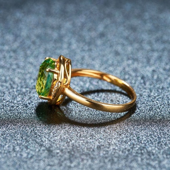 14k Gold 3.7 Ct Natural Tourmaline & Diamond Ring - 4