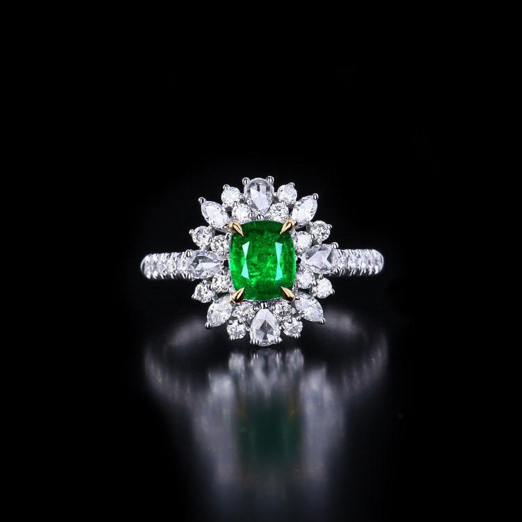 14k Gold 1.81 Ctw Vivid Green Natural Emerald & Diamond Ring/pendant( Without Chain ) - 3