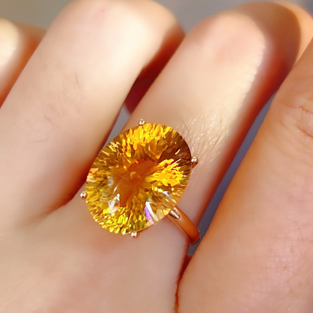 14k Gold 8.85 Ct Natural Citrine Ring - 6